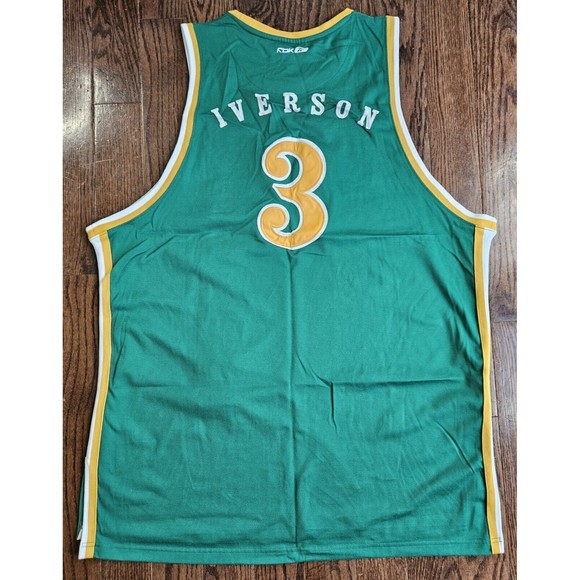Reebok ALLEN IVERSON #3 Bethel Bruins High School Jersey Size 2XL Green RBK - Picture 2 of 11
